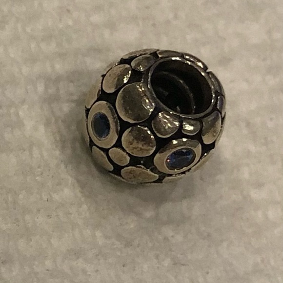 Pandora Authentic Sterling Silver Charm - Circle Design w/ Blue Stones - Picture 3 of 3
